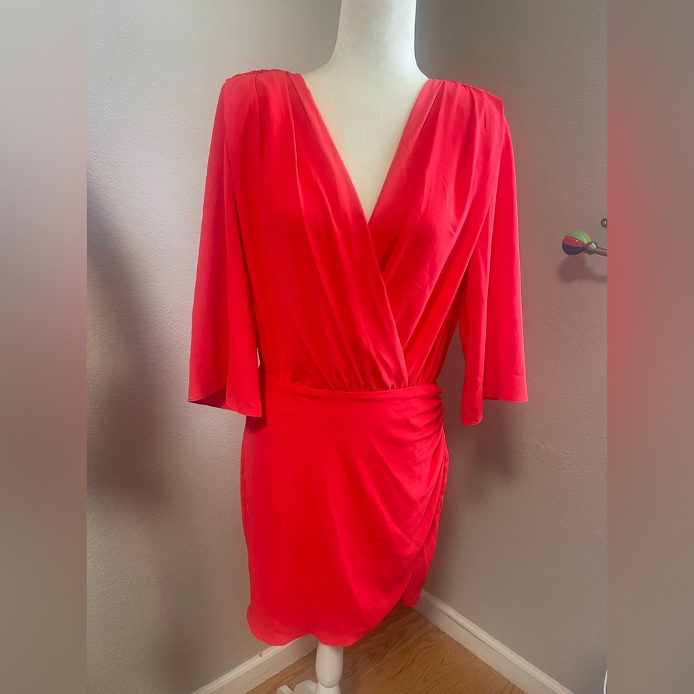 Amanda Uprichard Red V-Wrap Mini Dress